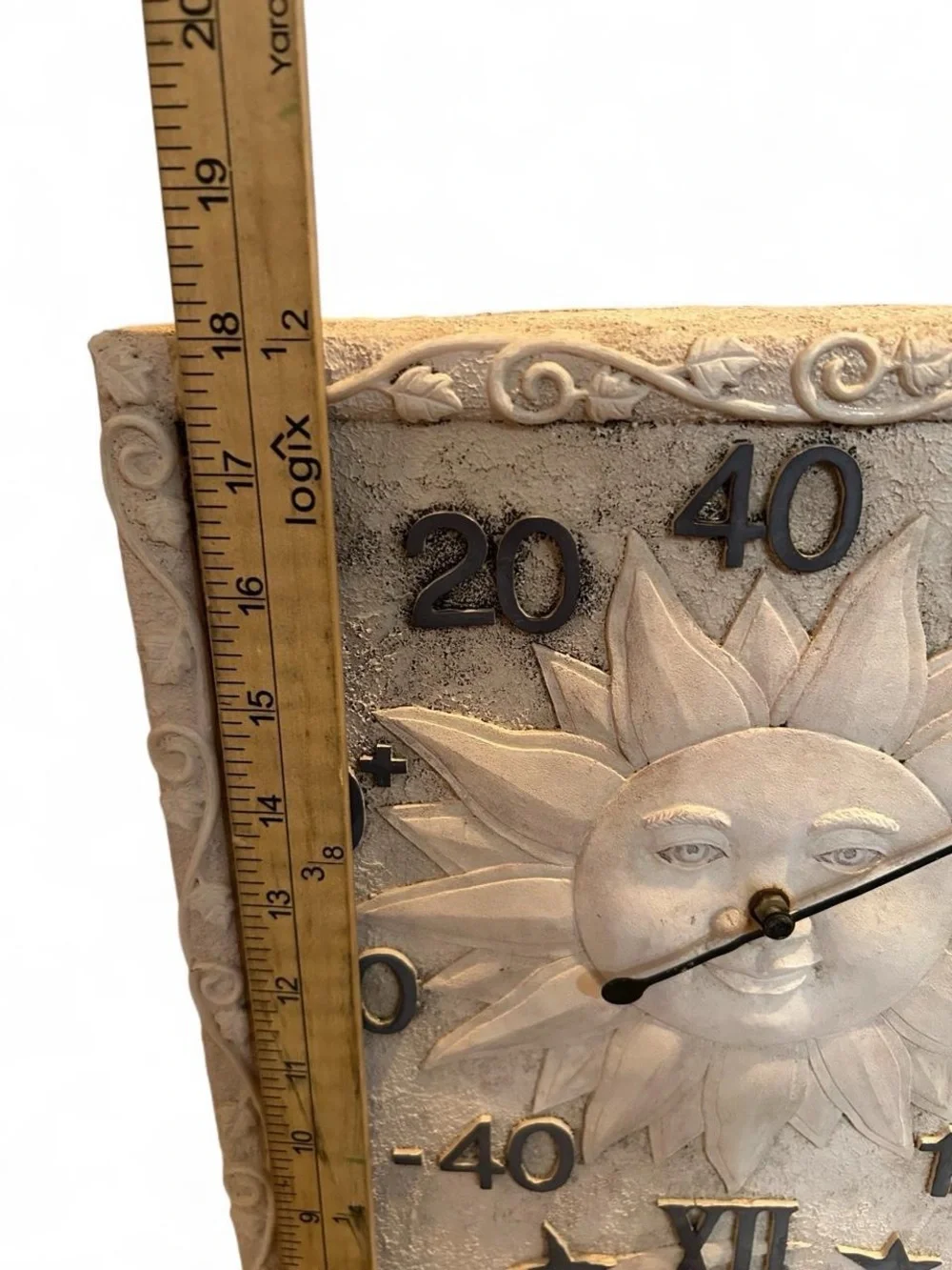 Vintage Whimsigoth Celestial Sun Moon Wall Clock Thermometer Plaque Resin Heavy